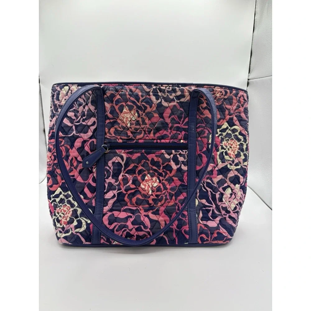 Vera Bradley Pink Purple Large Purse Tote Bag Some Fading And Wear
